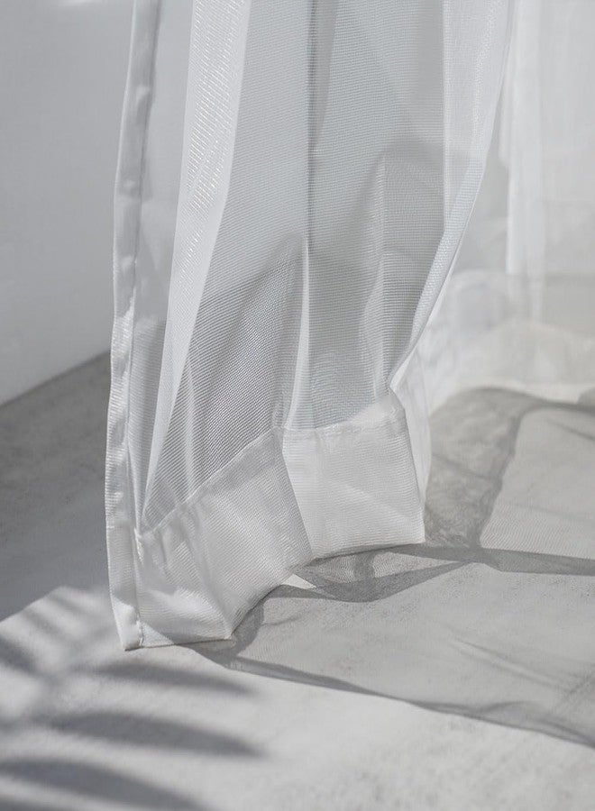 Fancial Sheer White Curtains, 84 inch Length 2 Panels Set, Rod Pocket Voile Fimly Drapes for Living Room/Bedroom, 2pcs, Each 42" W x 84" L - Image 2